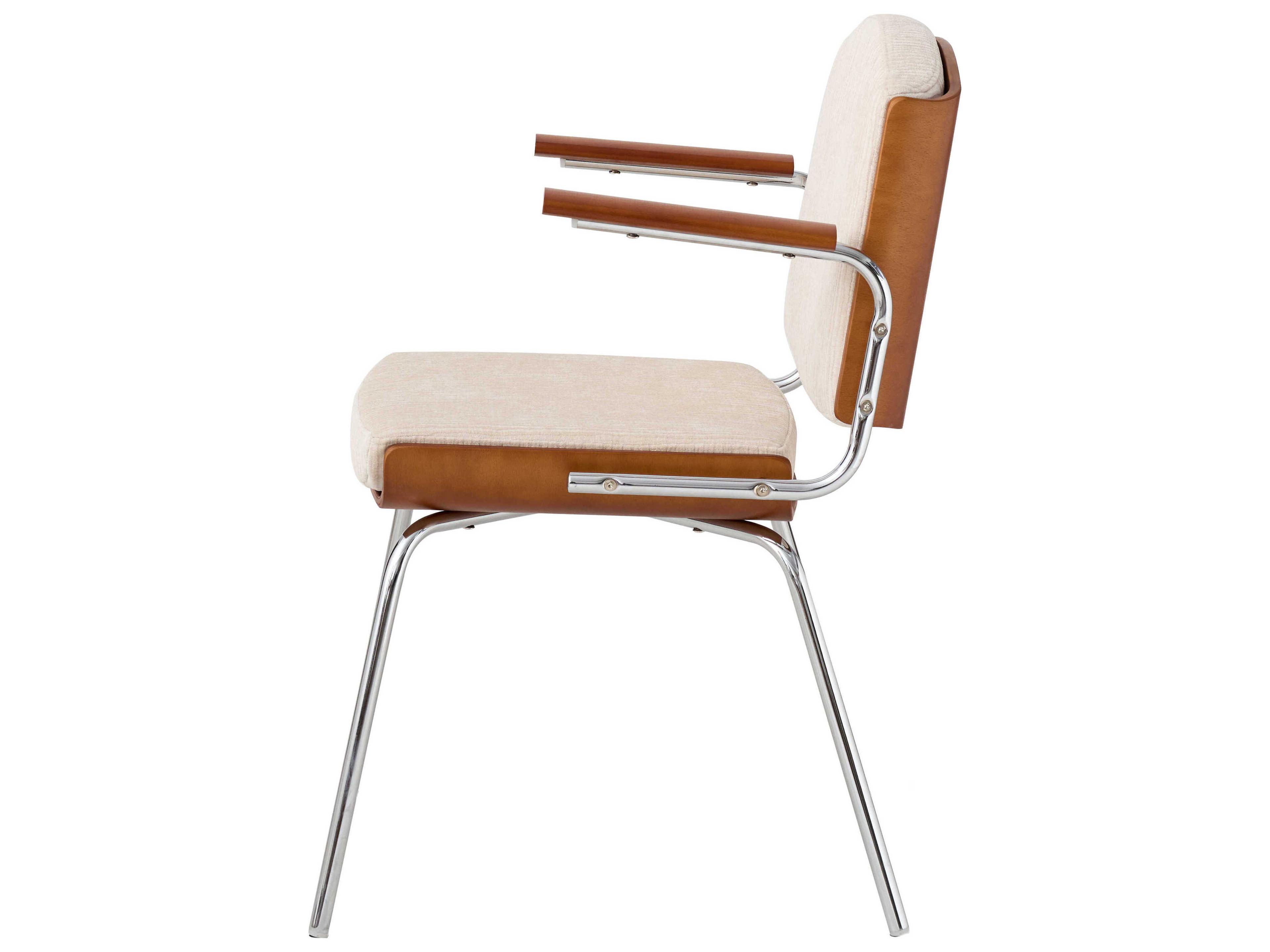 Pasargad Home Osaka Nara Plywood Beige Upholstered Arm Dining Chair