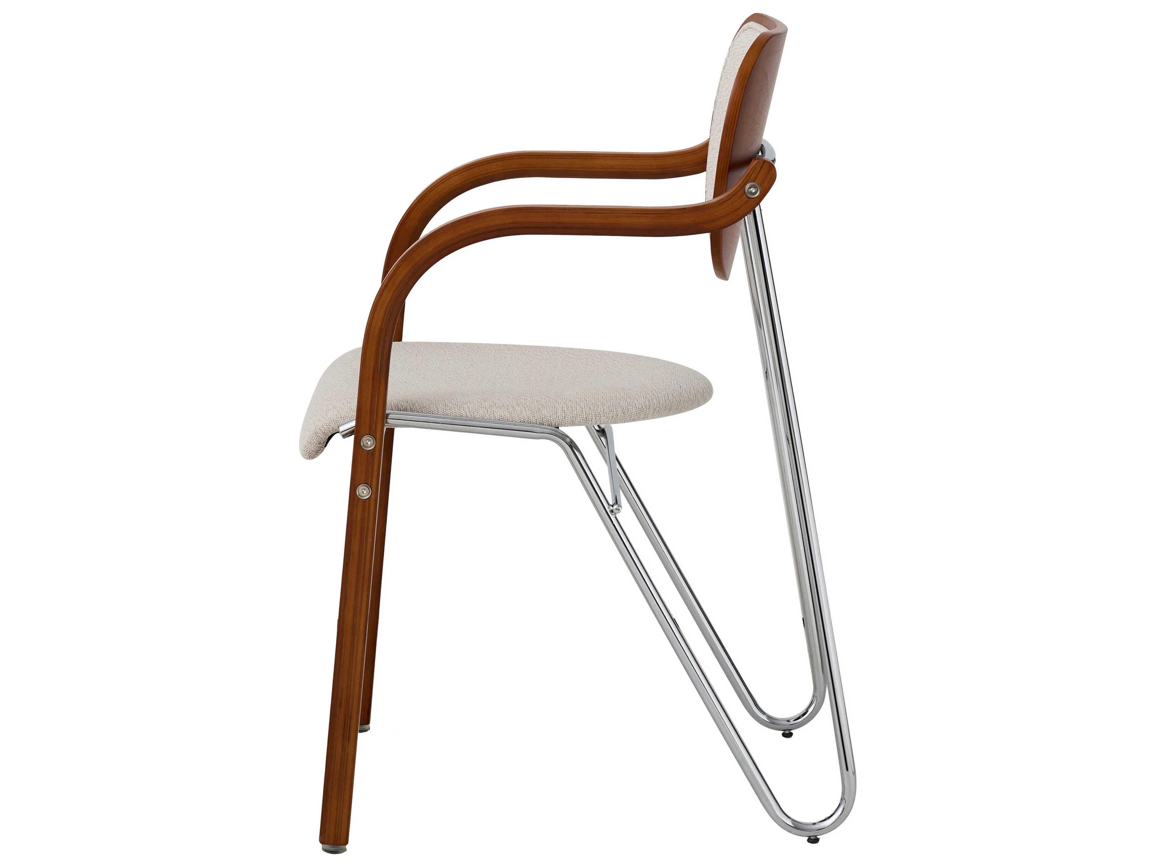 Pasargad Home Osaka Gifu Plywood Beige Upholstered Arm Dining Chair