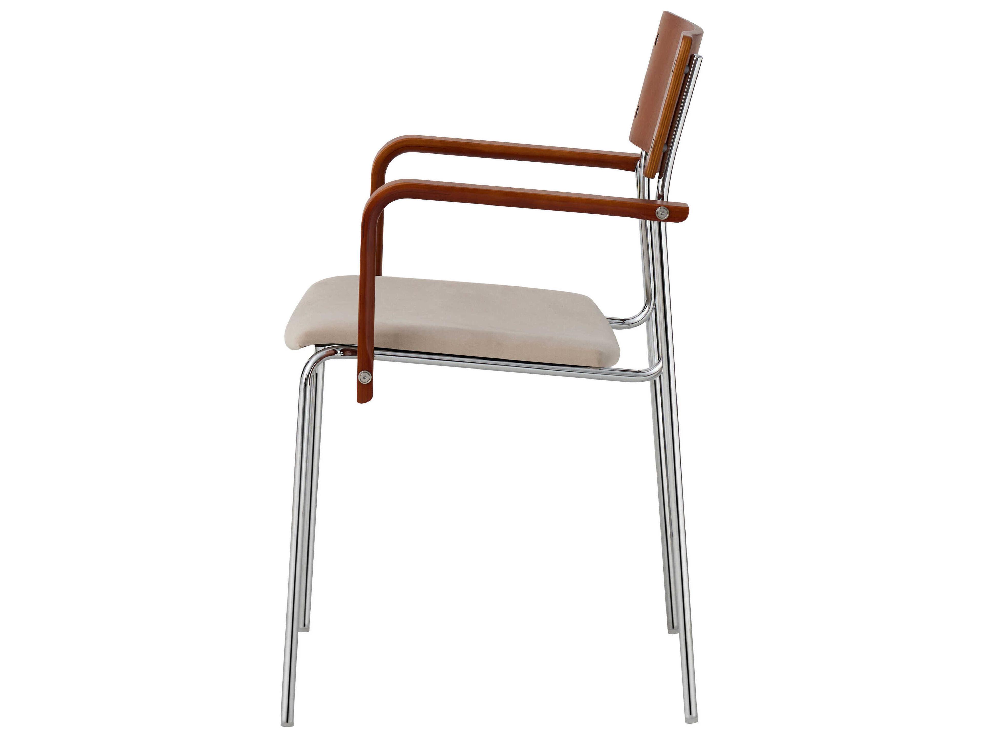 Pasargad Home Osaka Kyoto Plywood Beige Upholstered Arm Dining Chair Set of 2