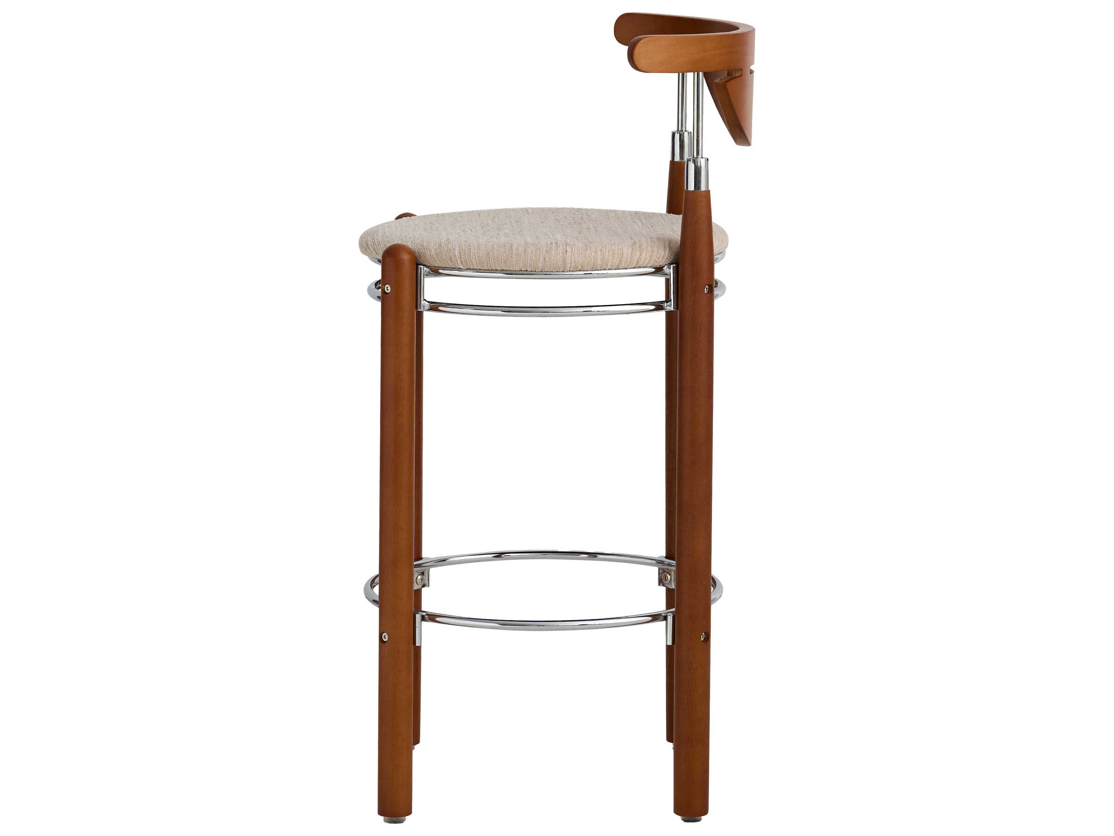 Pasargad Home Osaka Nikko Beige Upholstered Solid Wood Bar Stool Set of 2