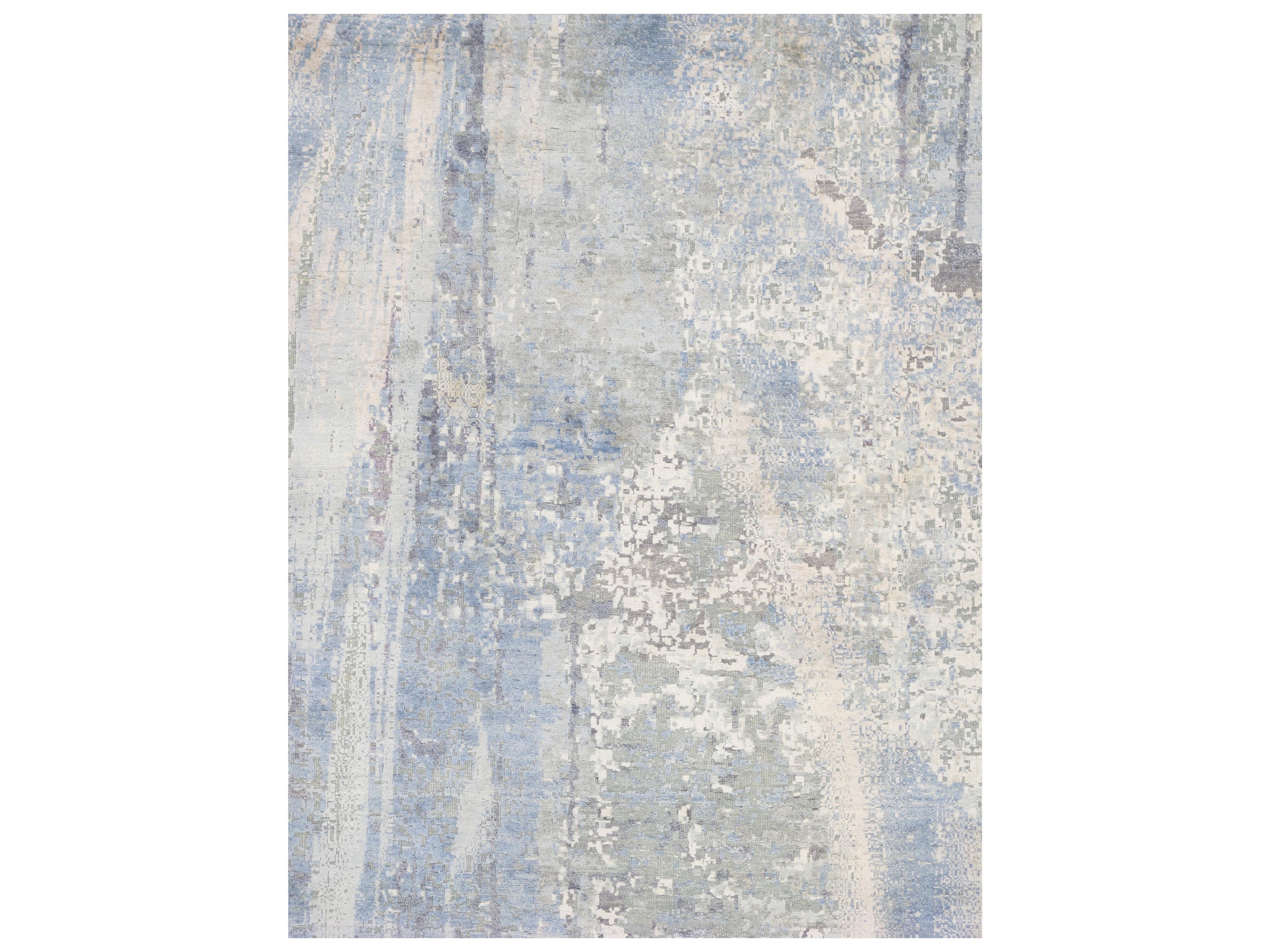 Pasargad Home Modern Light Blue Abstract Area Rug