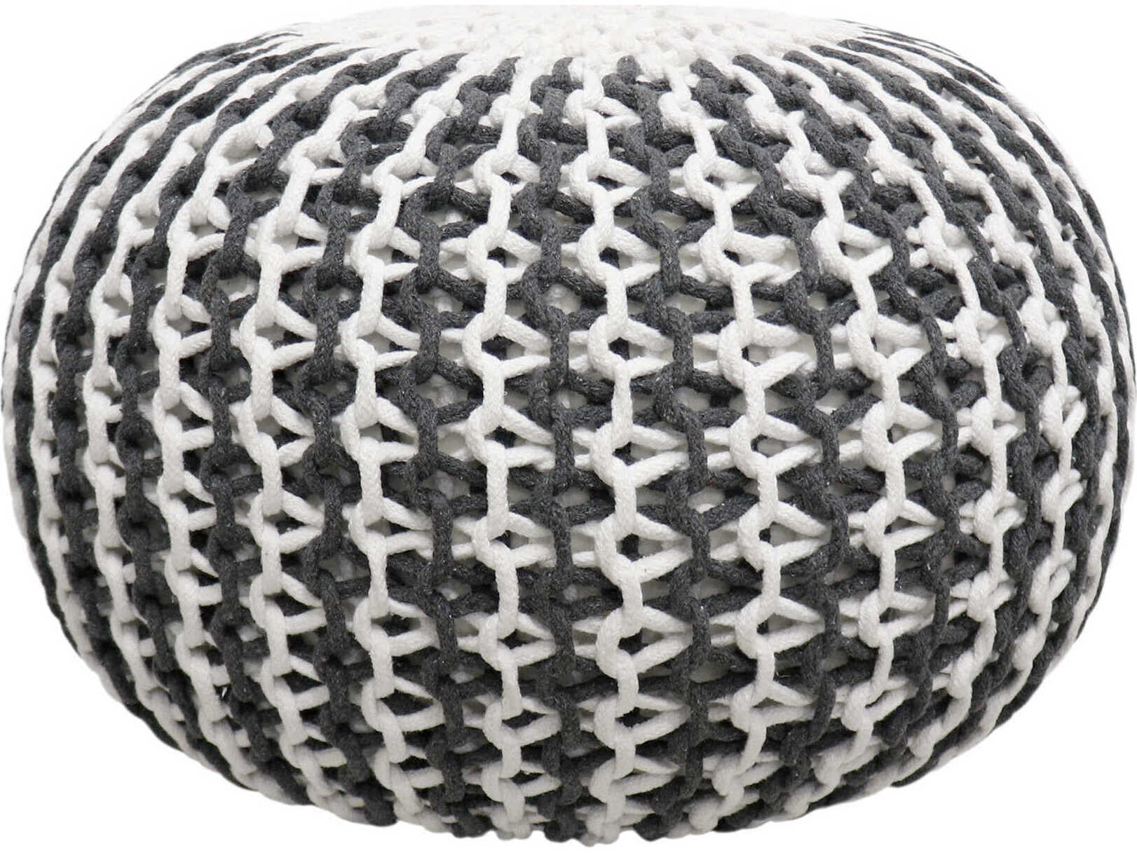 Pasargad Home Santorini Ivory Grey Upholstered Ottoman