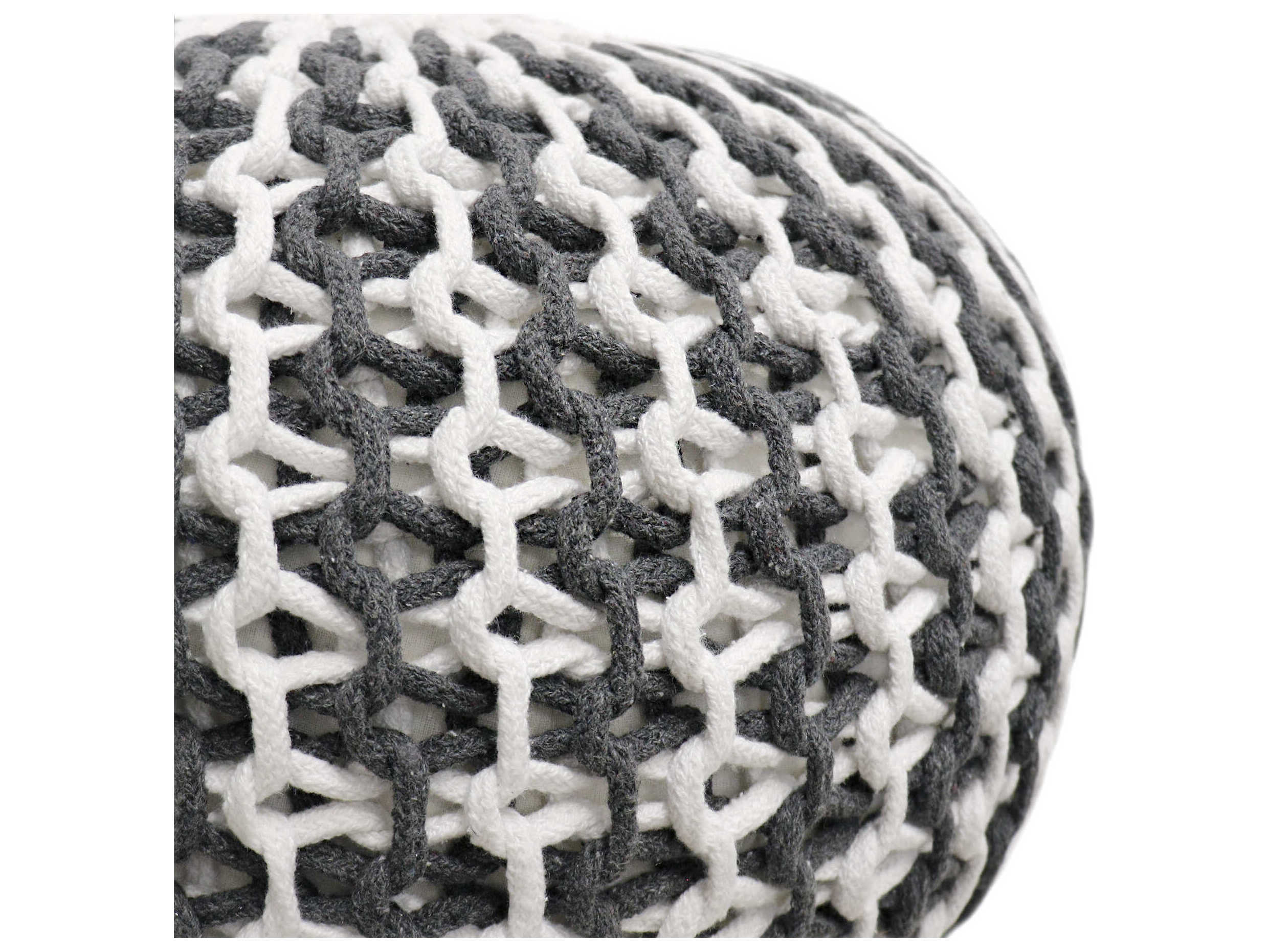 Pasargad Home Santorini Ivory Grey Upholstered Ottoman