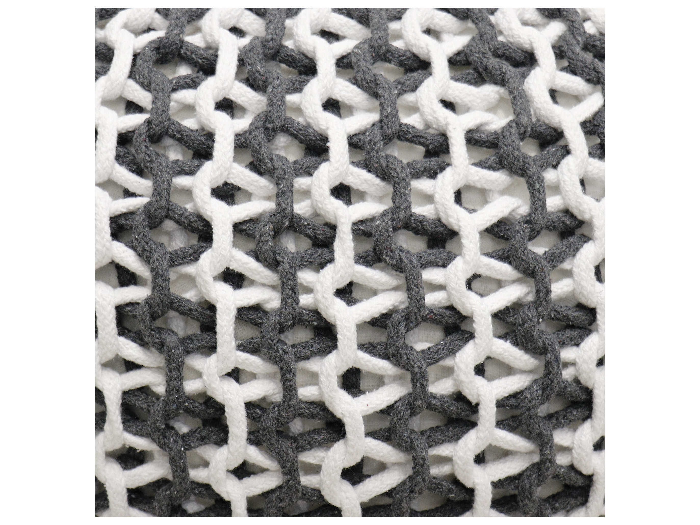 Pasargad Home Santorini Ivory Grey Upholstered Ottoman