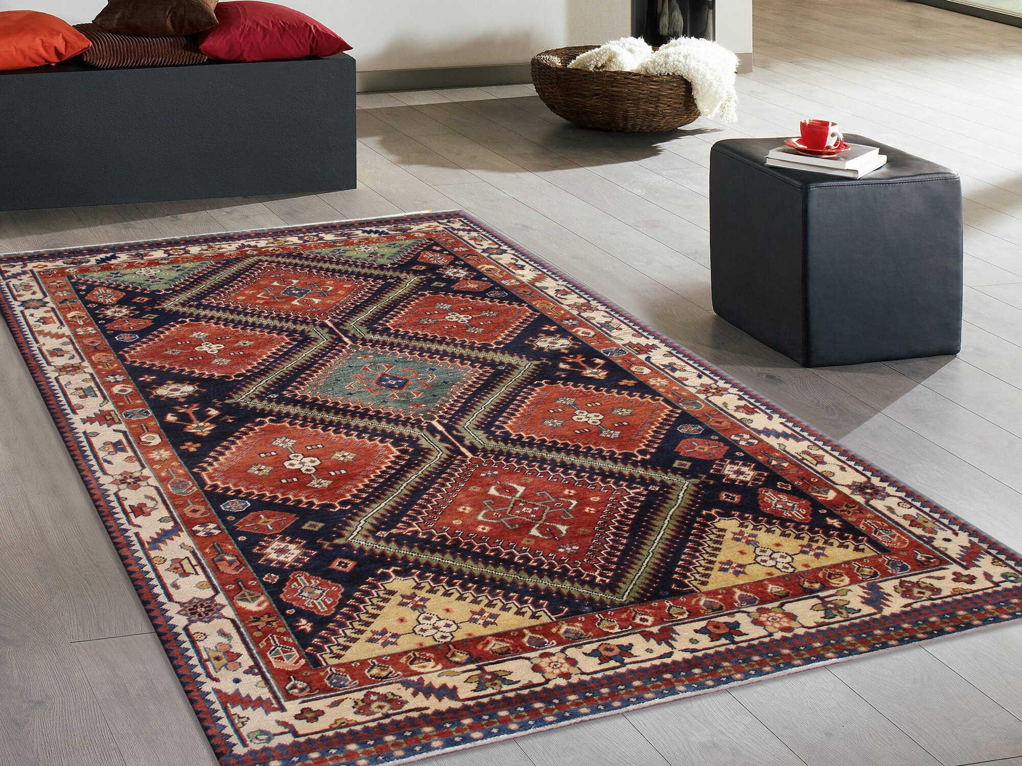 Pasargad Home Kazak Bordered Area Rug