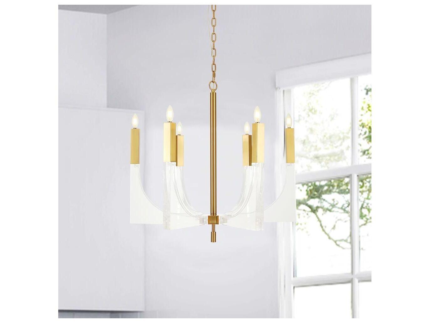 Pasargad Home Bliss Omeara 6-Light Gold Candelabra Chandelier