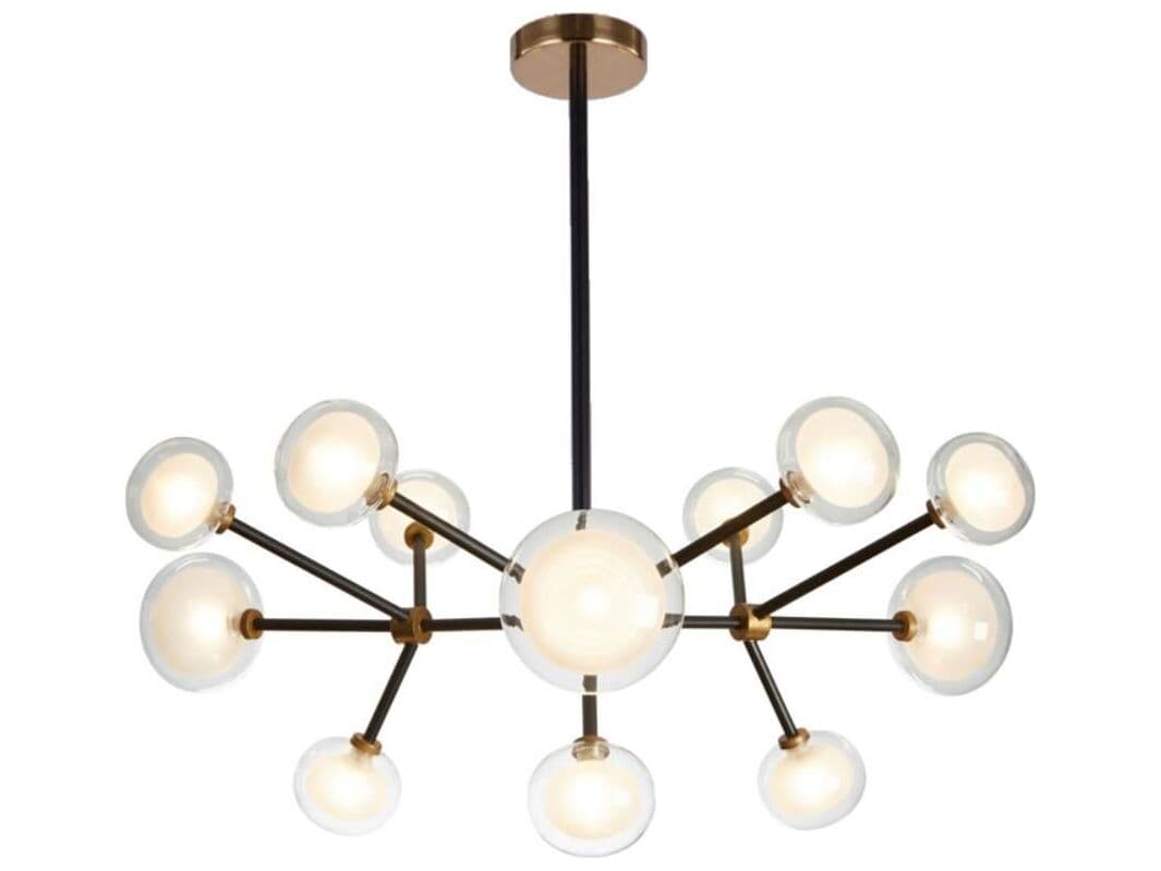 Pasargad Home Bliss Enzo 12-Light Black Gold Candelabra Globe Chandelier