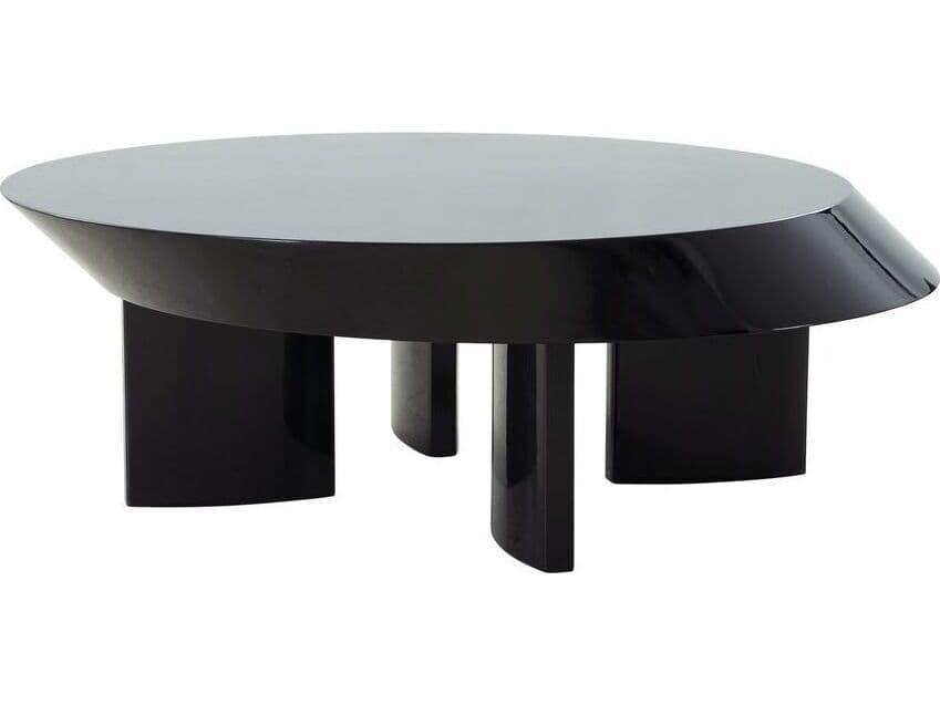 Pasargad Home Sorano Rivano Oval Wood Shiny Black Coffee Table