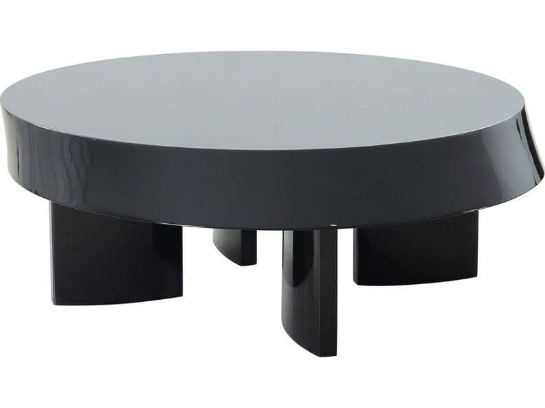 Pasargad Home Sorano Rivano Oval Wood Shiny Black Coffee Table