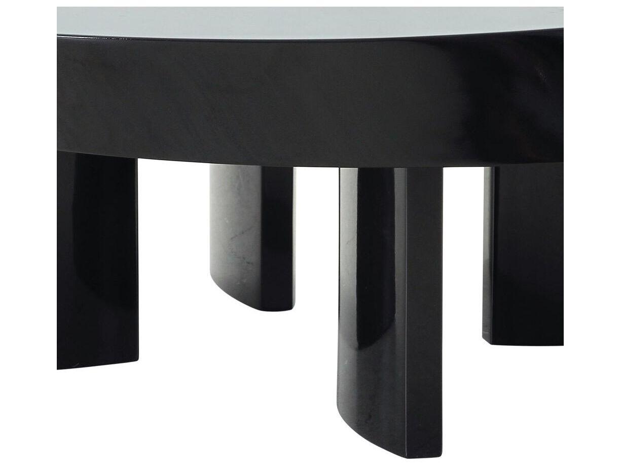Pasargad Home Sorano Rivano Oval Wood Shiny Black Coffee Table