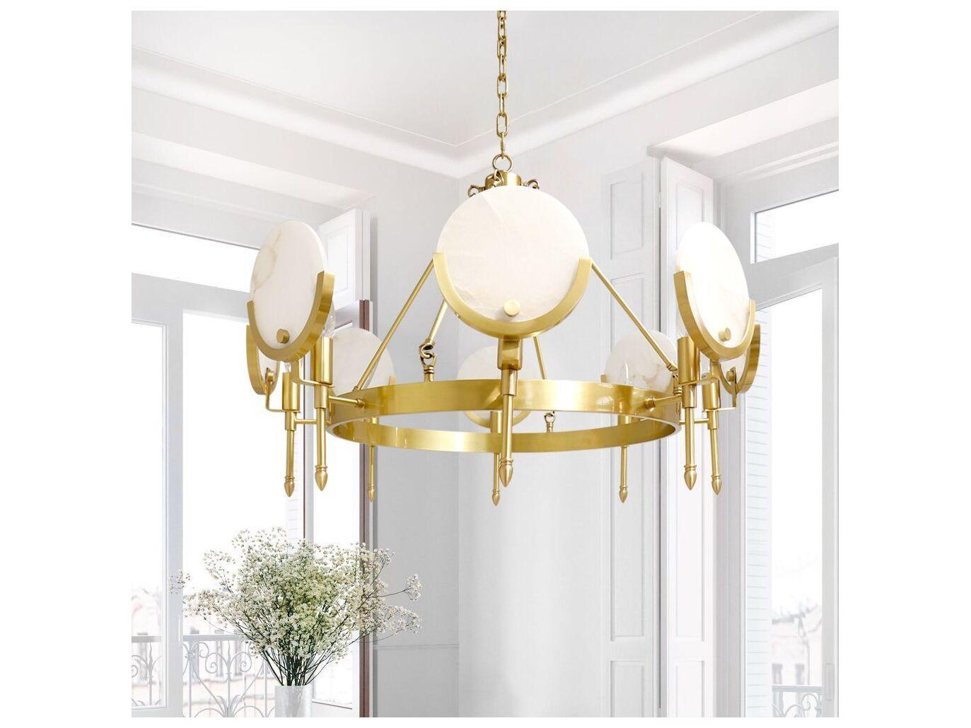 Pasargad Home Regal Vendome Gold Ivory White Candelabra Chandelier