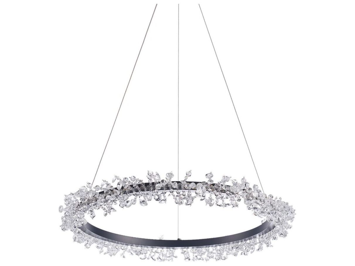 Pasargad Home Bliss Claire 1-Light Silver Black Round Chandelier