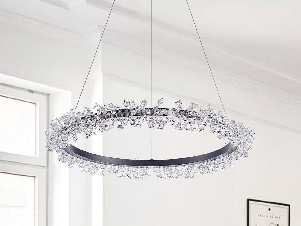 Pasargad Home Bliss Claire 1-Light Silver Black Round Chandelier