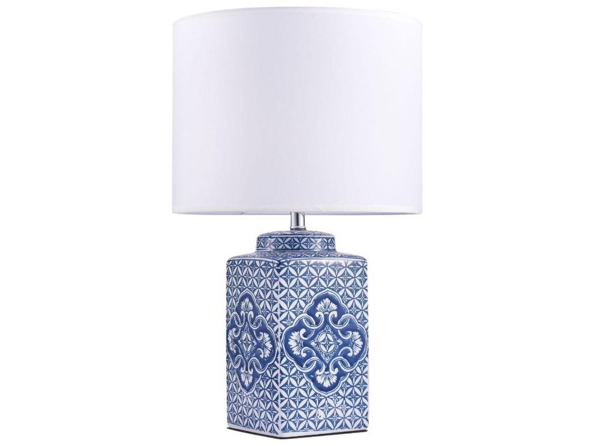 Pasargad Home Regal Margaret Ivory Blue Table Lamp