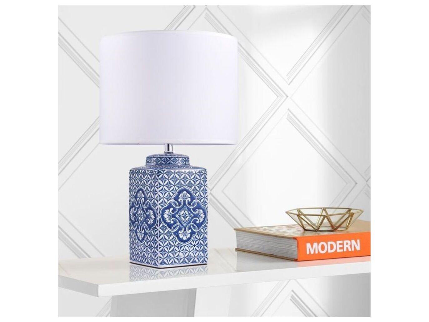 Pasargad Home Regal Margaret Ivory Blue Table Lamp