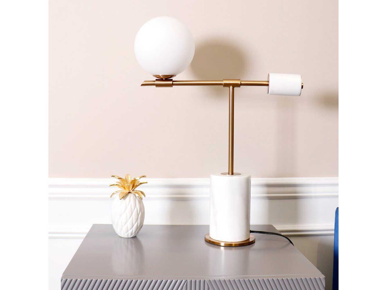 Pasargad Home Regal Bianca White Gold Buffet Lamp