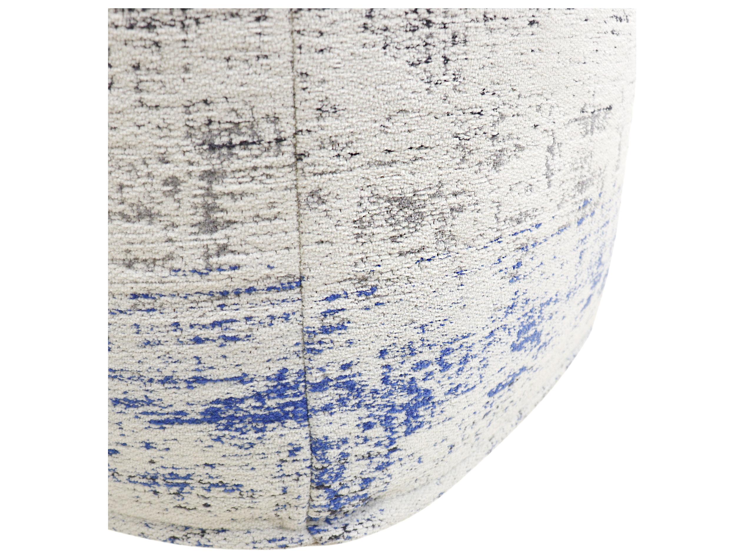 Pasargad Home Grand Canyon Ivory Blue White Distressed Pouf
