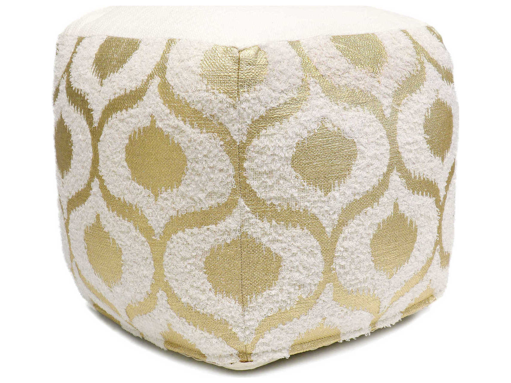 Pasargad Home Grand Canyon Ivory Gold Upholstered Pouf