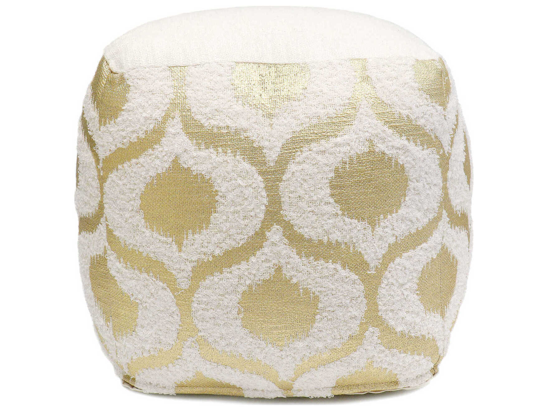 Pasargad Home Grand Canyon Ivory Gold Upholstered Pouf