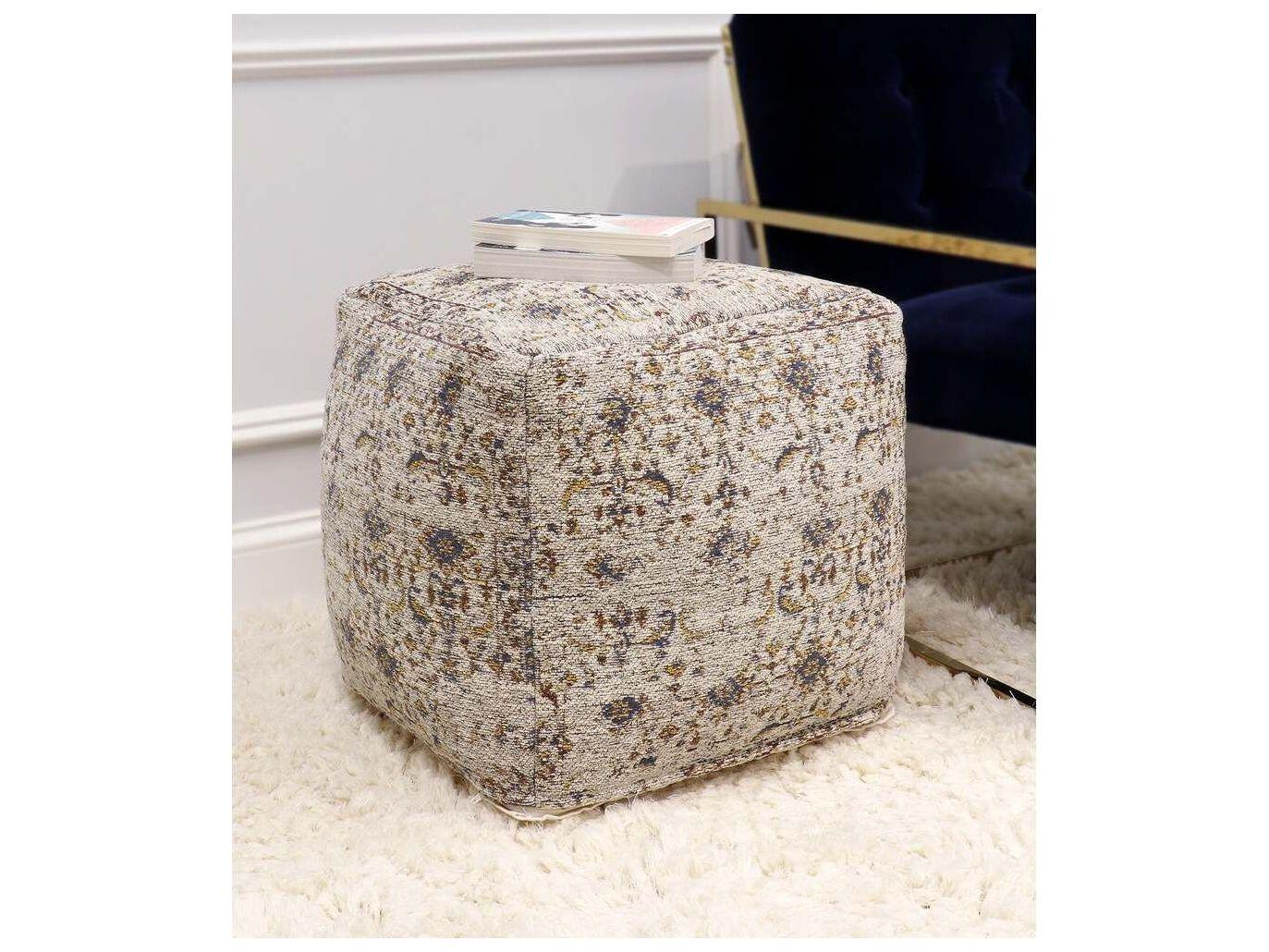Pasargad Home Grand Canyon Toupe Multi Brown Upholstered Pouf