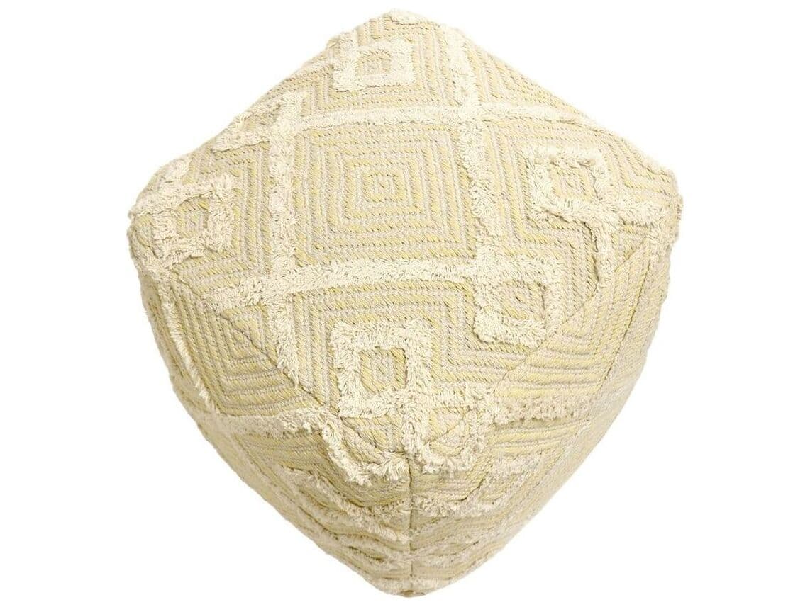 Pasargad Home Grand Canyon Yellow Ivory Upholstered Pouf