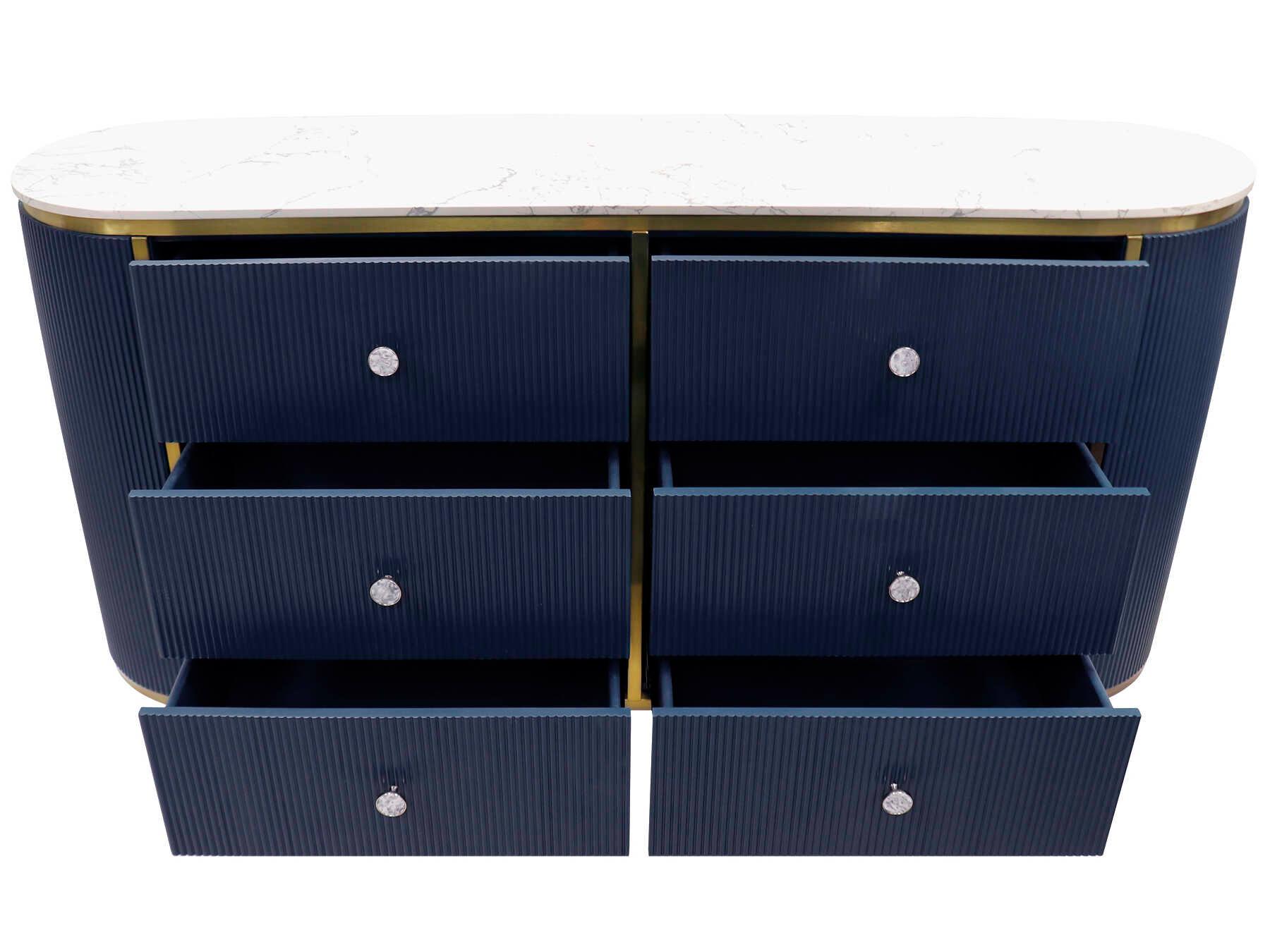 Pasargad Home Calypso Theodore 59" Navy Gold Sideboard