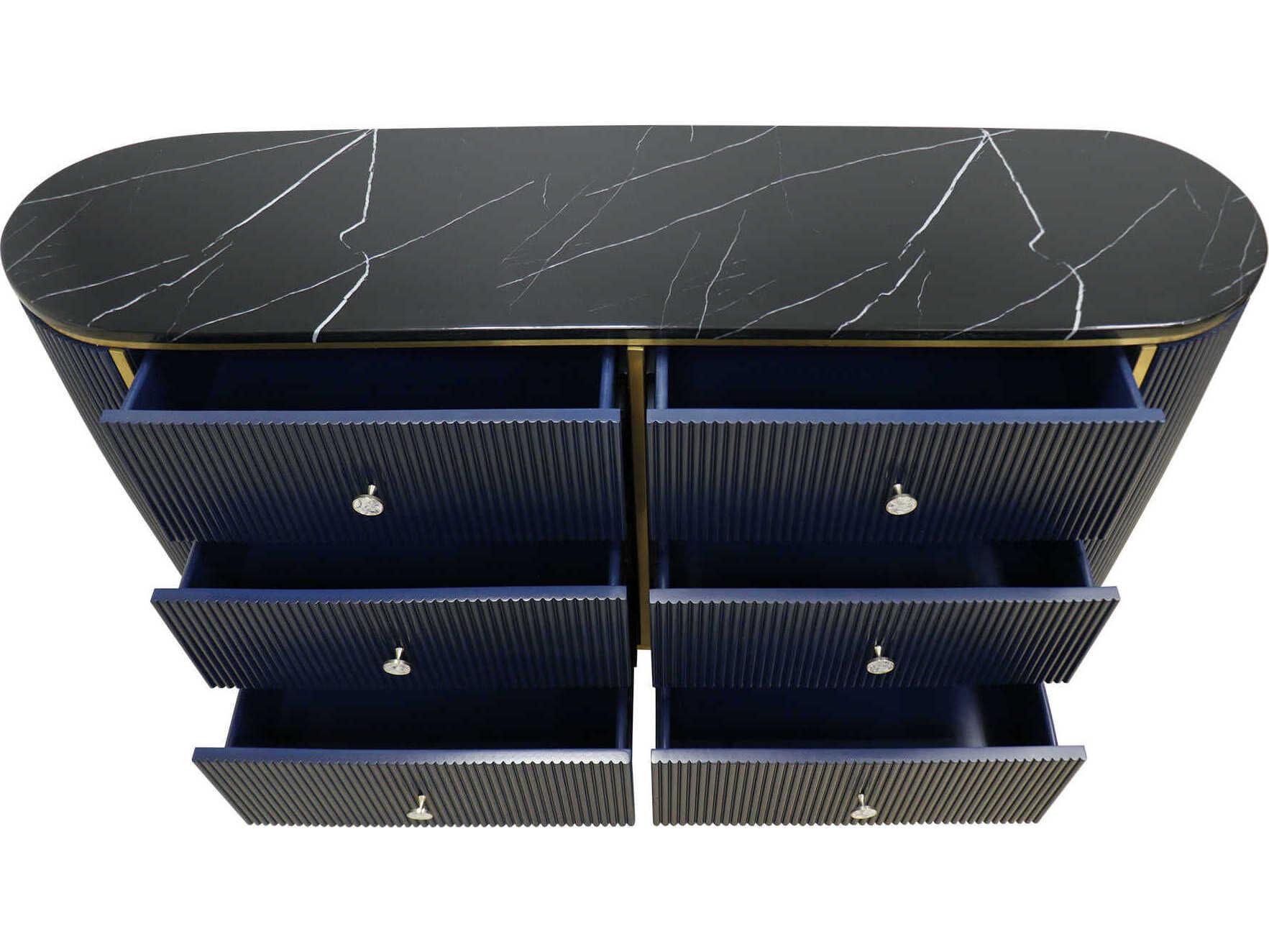 Pasargad Home Calypso Theodore 59" Navy Gold Sideboard