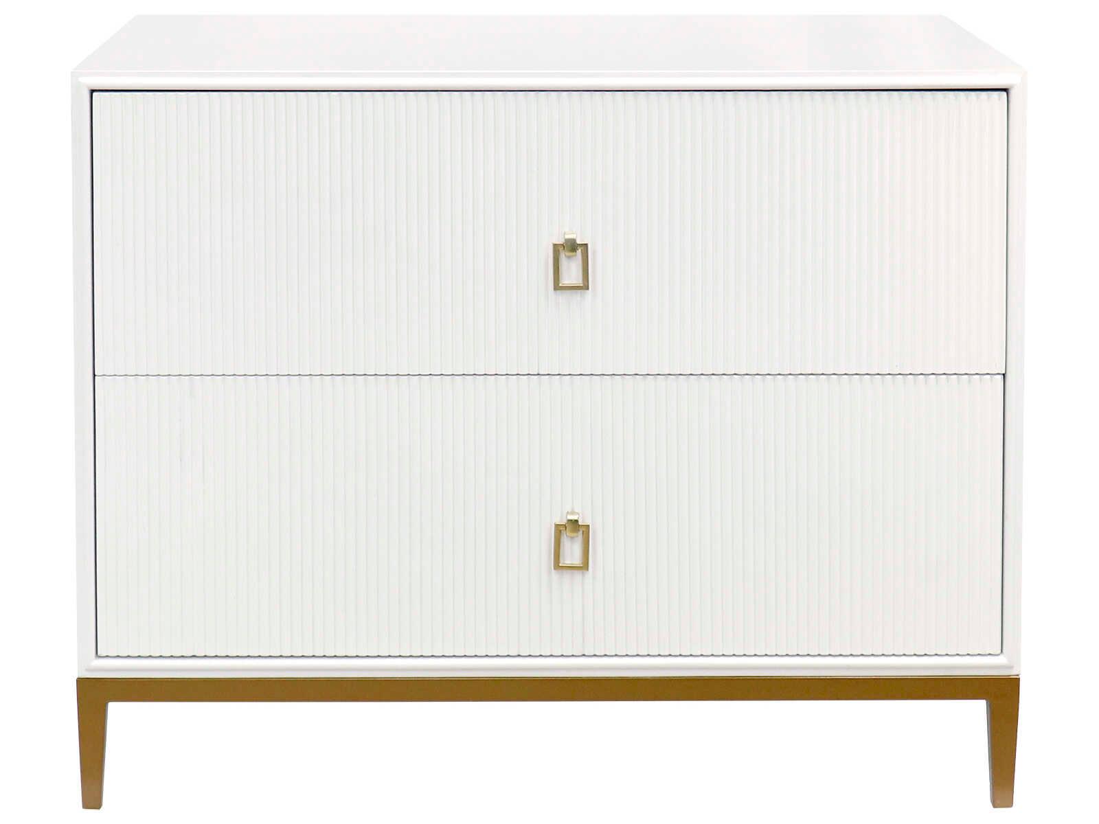 Pasargad Home Pearl Victoria 2-Drawers White Nightstand