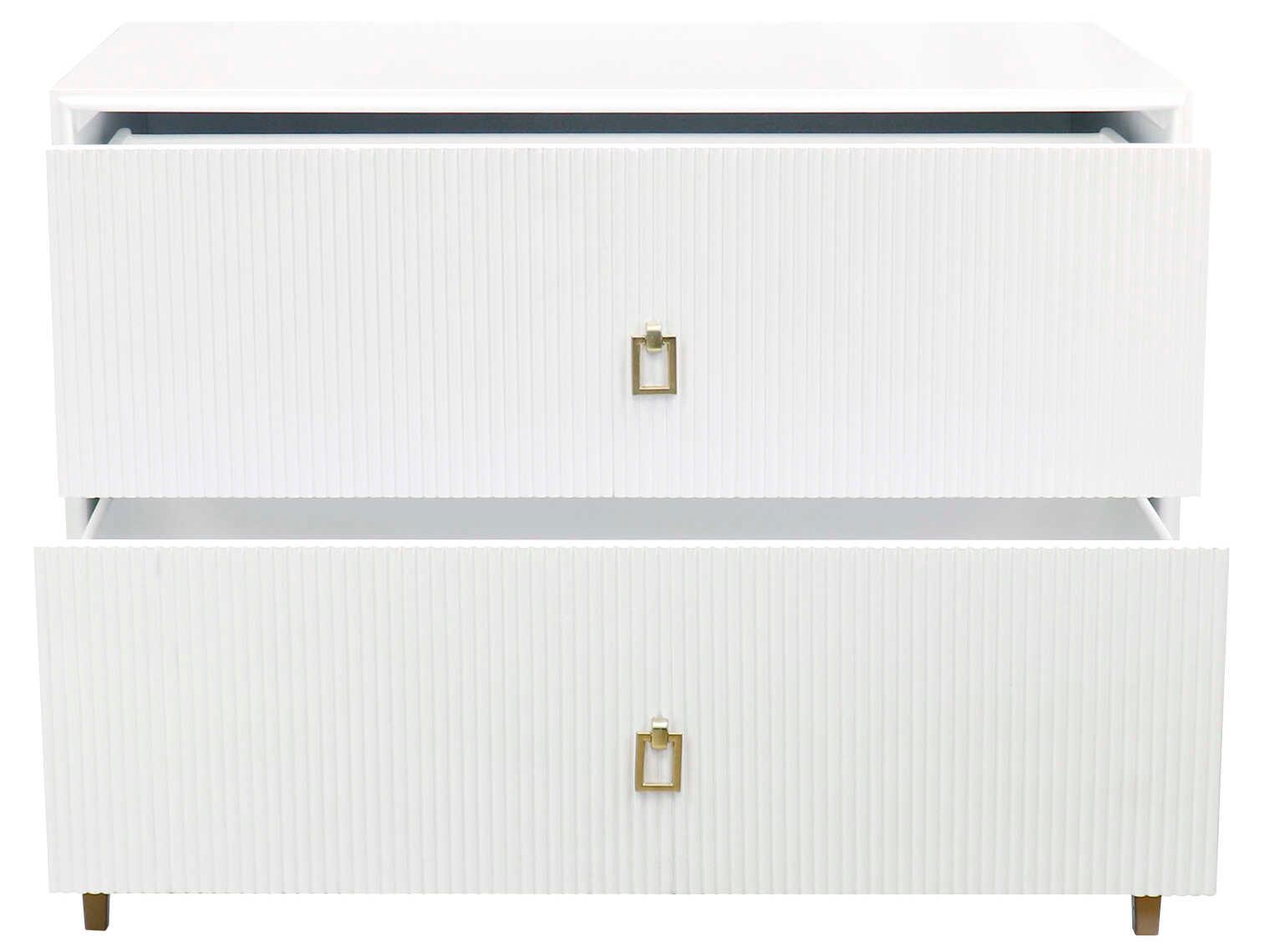 Pasargad Home Pearl Victoria 2-Drawers White Nightstand