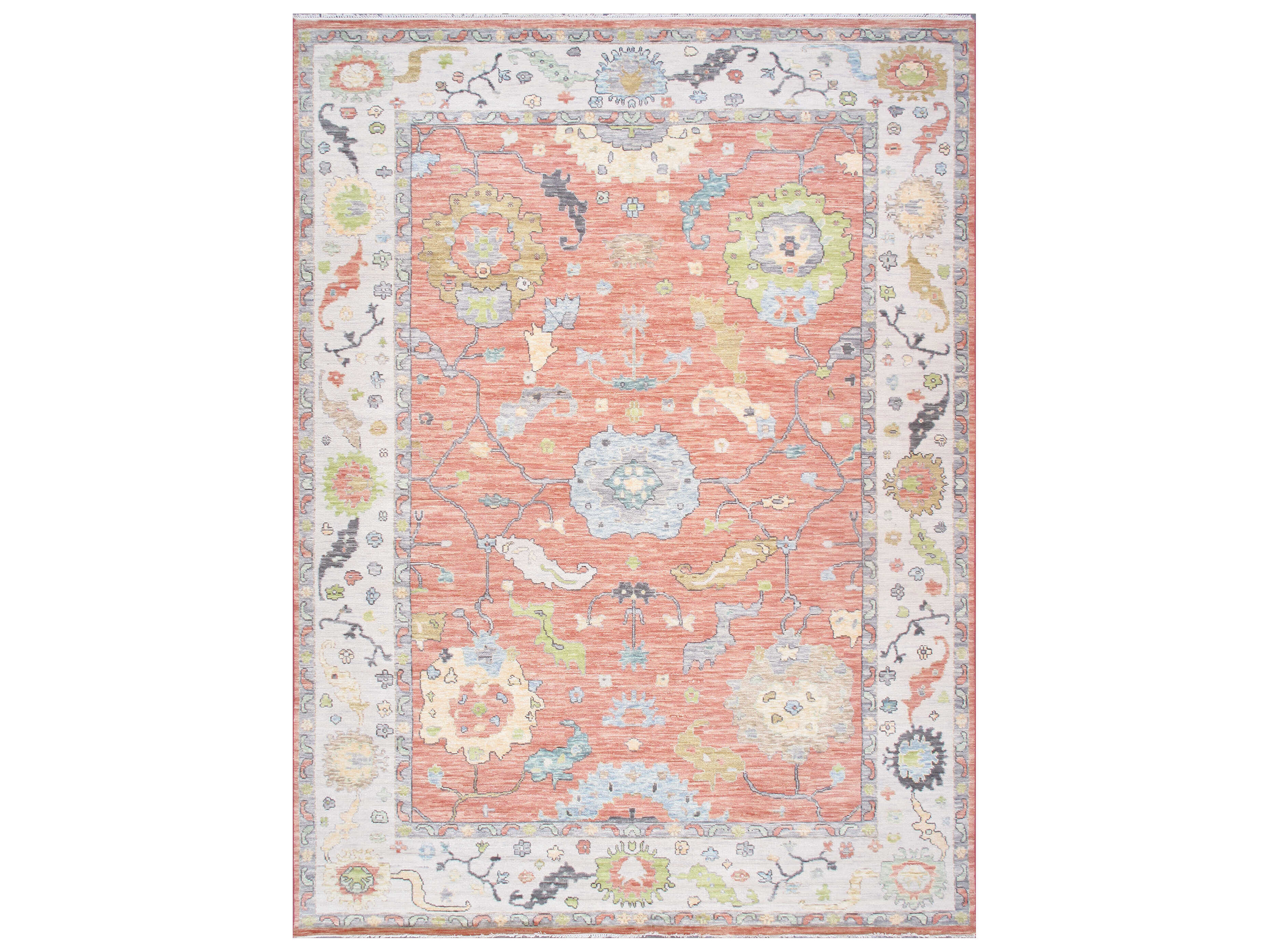 Pasargad Home Oushak Bordered Area Rug