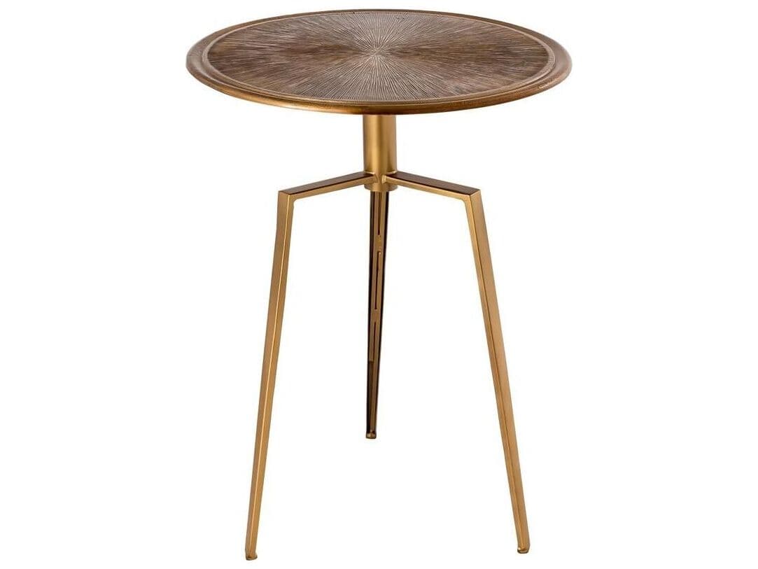 Pasargad Home Byzantine Delos Round Metal Antique Brass End Table