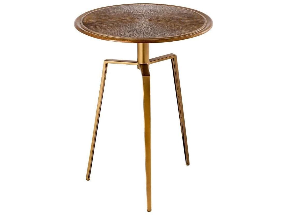 Pasargad Home Byzantine Delos Round Metal Antique Brass End Table