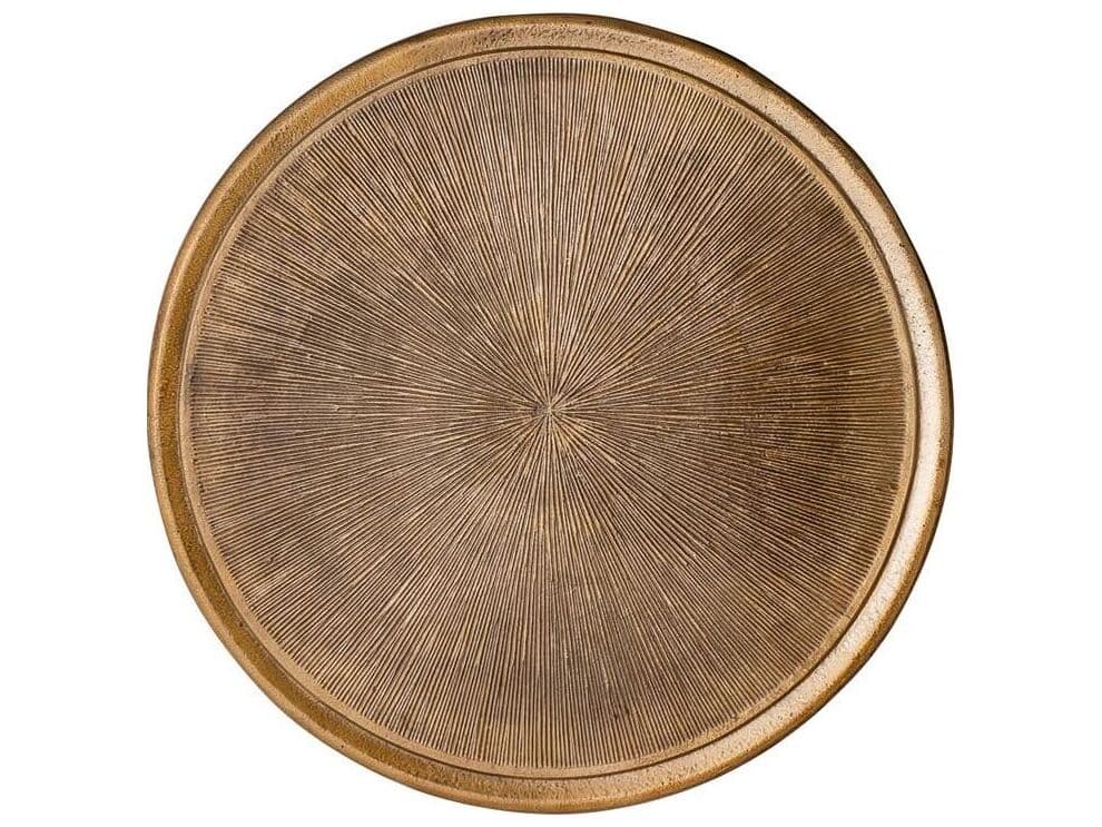 Pasargad Home Byzantine Delos Round Metal Antique Brass End Table