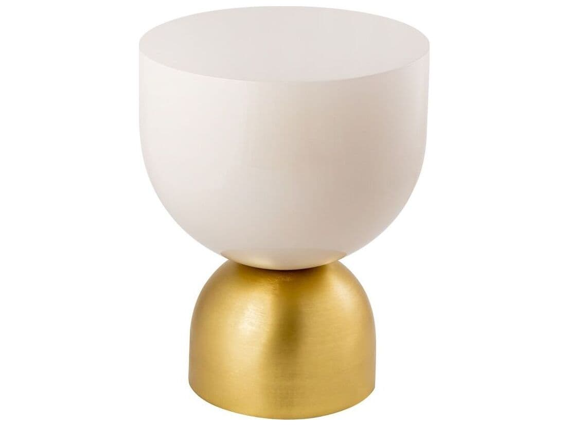 Pasargad Home Byzantine Calista Round Metal Brass Ivory End Table