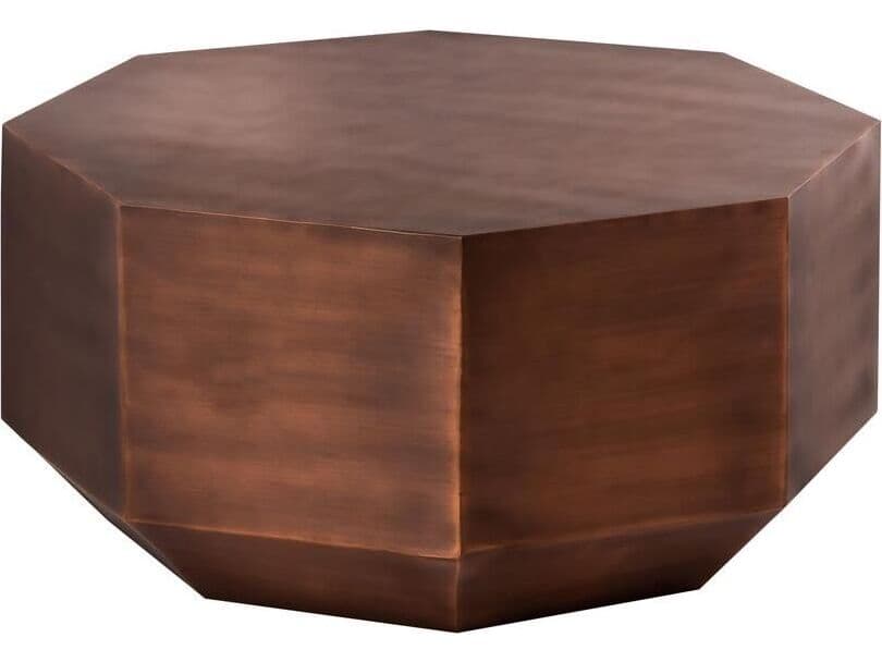 Pasargad Home Byzantine Dorian Octagon Metal Copper Coffee Table