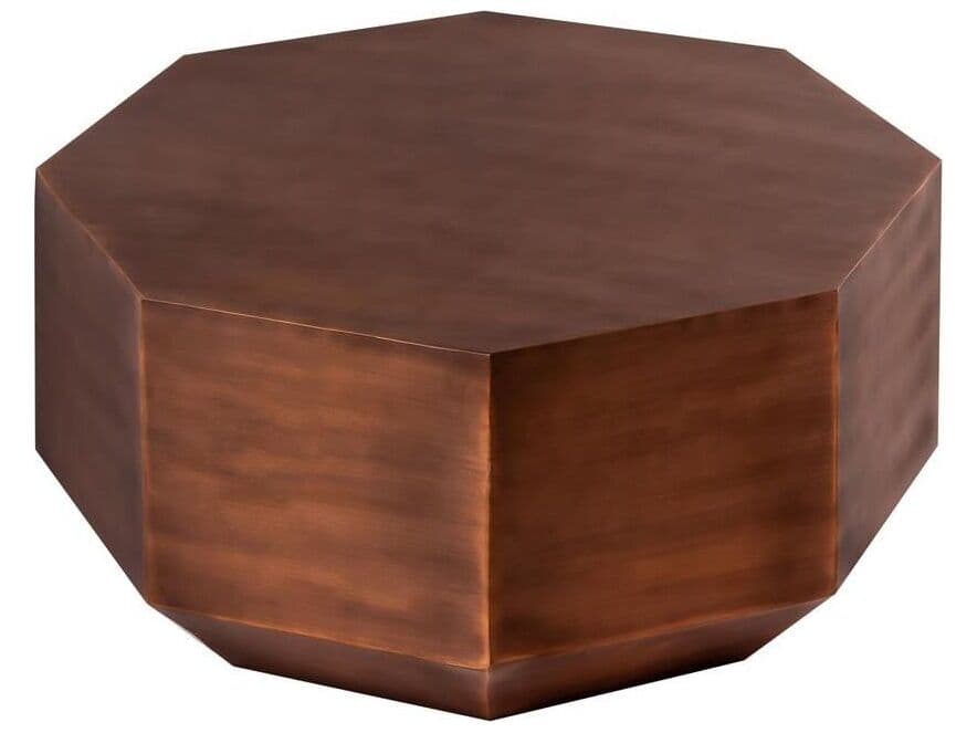 Pasargad Home Byzantine Dorian Octagon Metal Copper Coffee Table