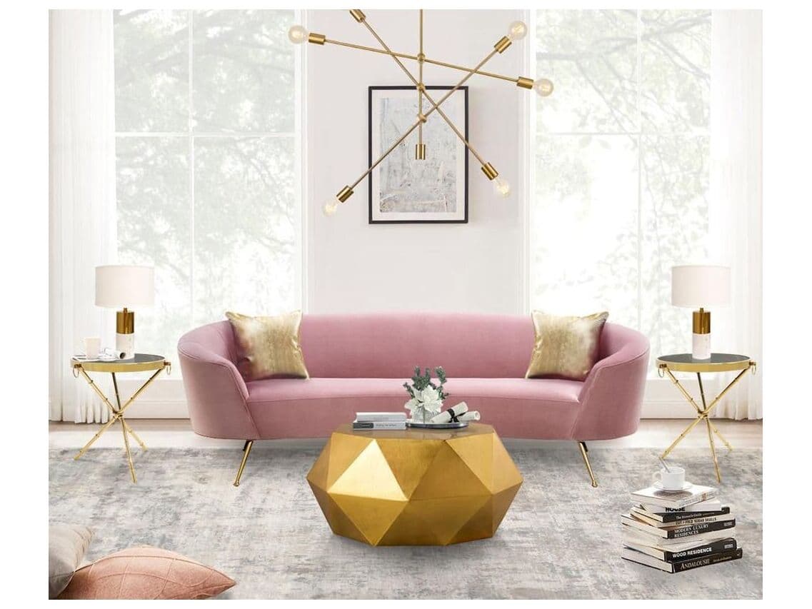 Pasargad Home Byzantine Kronos Octagon Metal Gold Coffee Table