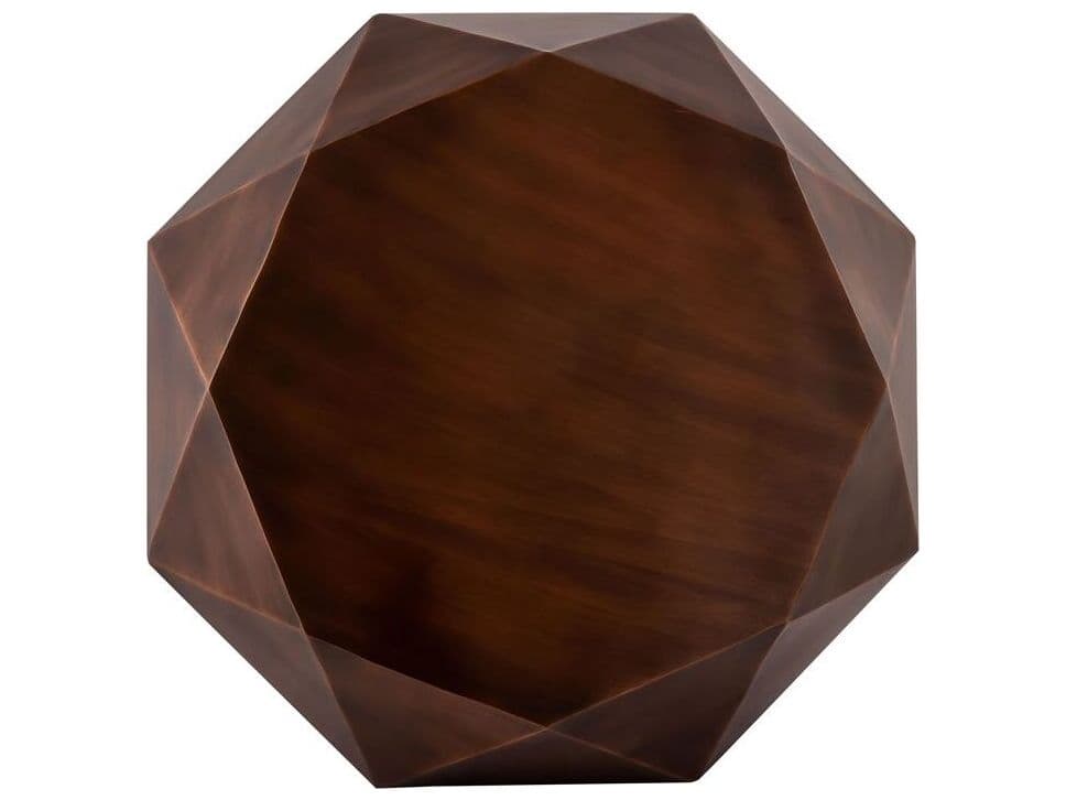 Pasargad Home Byzantine Kronos Octagon Metal Copper Coffee Table