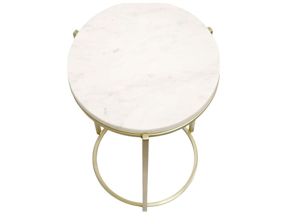 Pasargad Home Beacon Carina Round Marble White Gold End Table