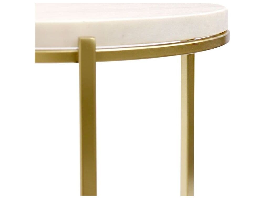 Pasargad Home Beacon Carina Round Marble White Gold End Table