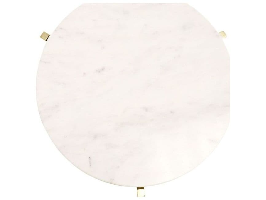 Pasargad Home Beacon Carina Round Marble White Gold End Table