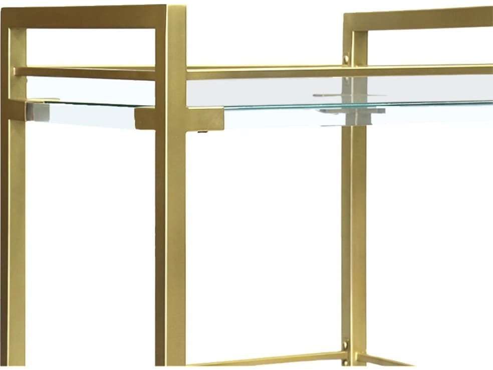 Pasargad Home Beacon Baylor Glass Clear Brass Bar Cart