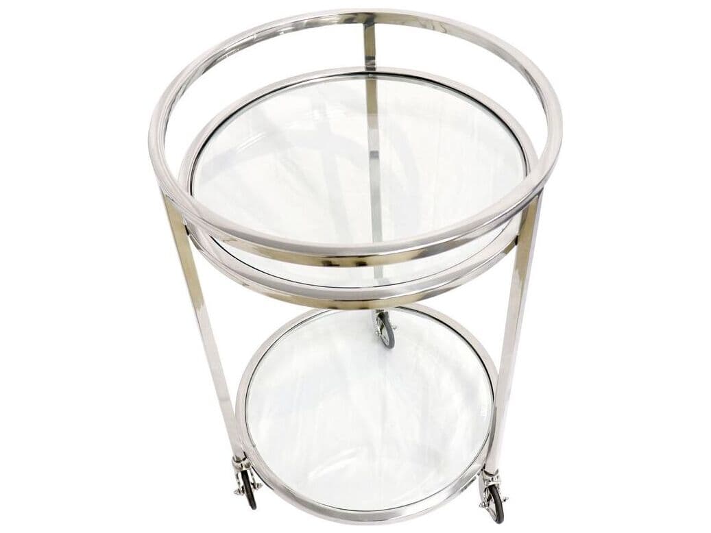 Pasargad Home Beacon Blake Glass Silver Clear Chrome Bar Cart