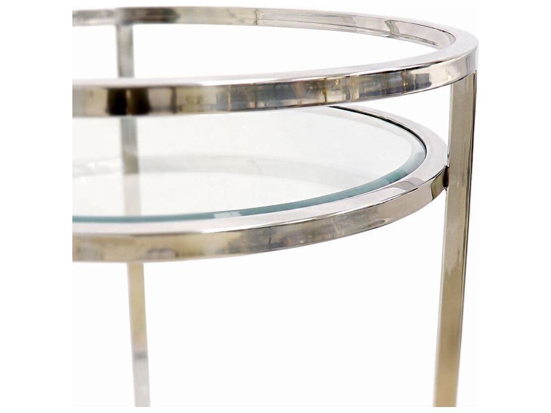 Pasargad Home Beacon Blake Glass Silver Clear Chrome Bar Cart