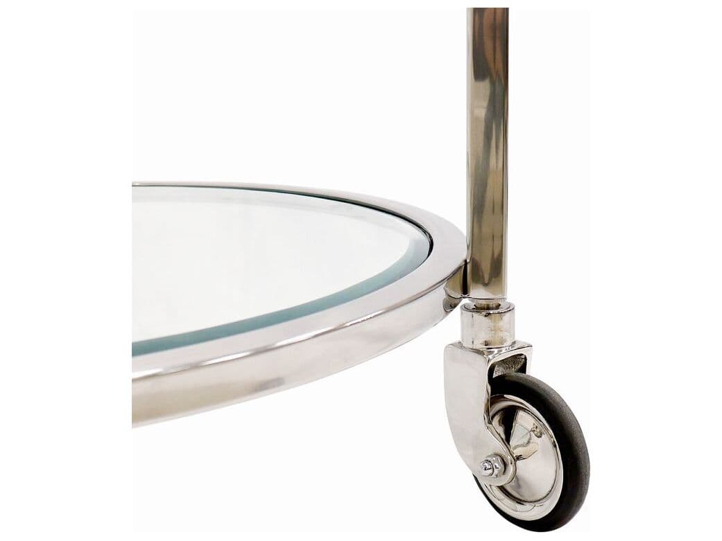Pasargad Home Beacon Blake Glass Silver Clear Chrome Bar Cart