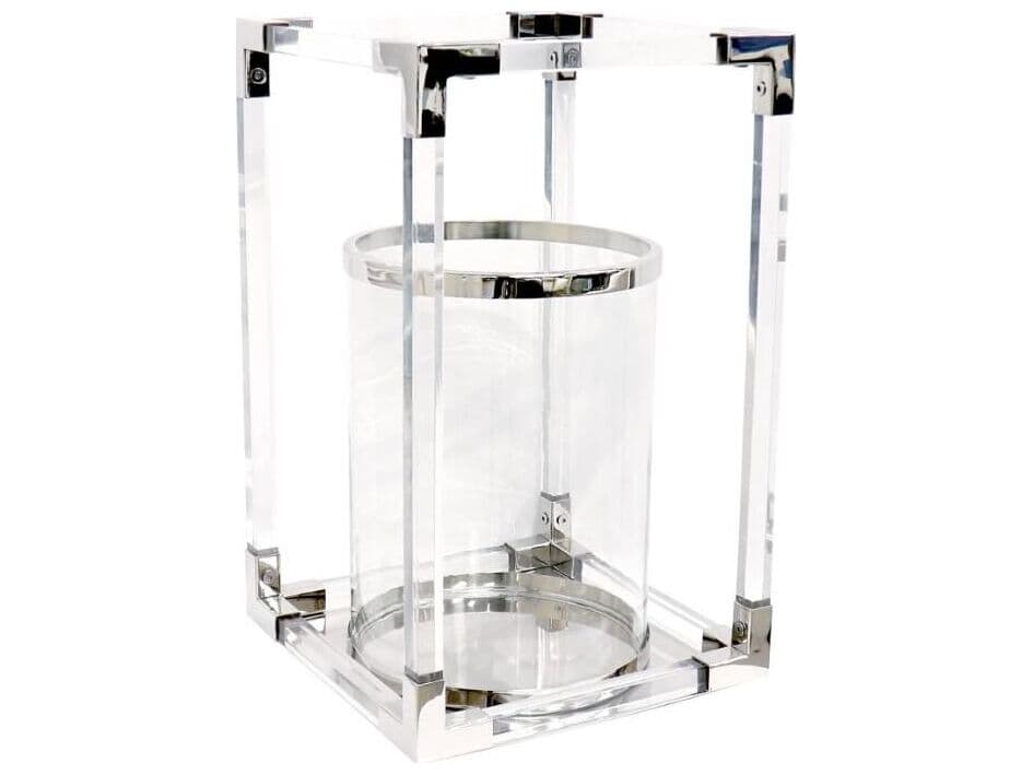 Pasargad Home Beacon Soren Silver Clear Candle Holder