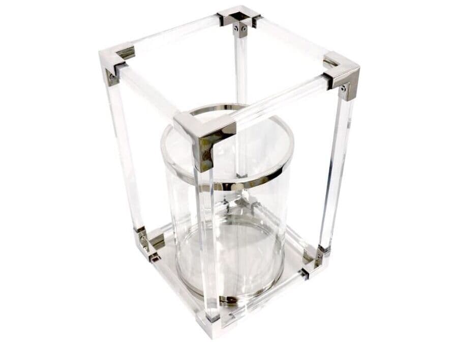 Pasargad Home Beacon Soren Silver Clear Candle Holder