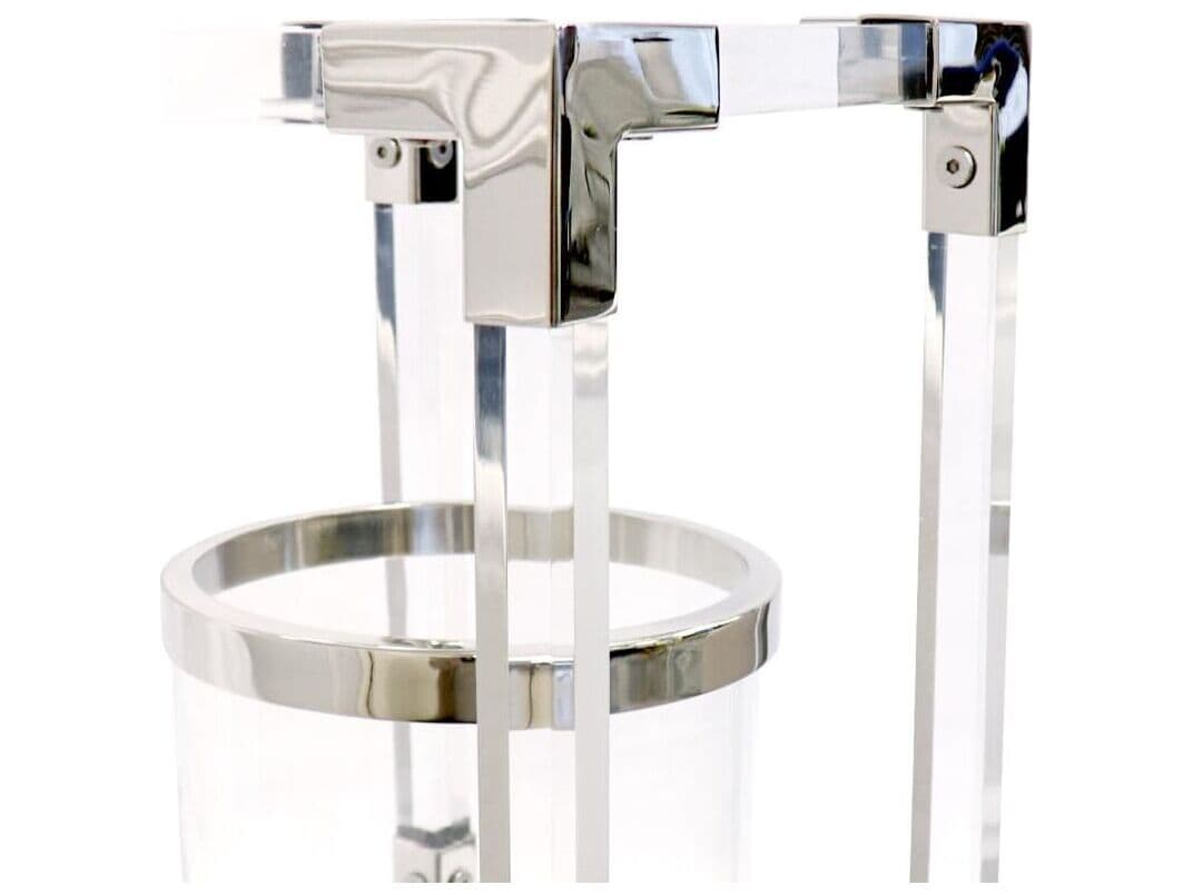 Pasargad Home Beacon Soren Silver Clear Candle Holder
