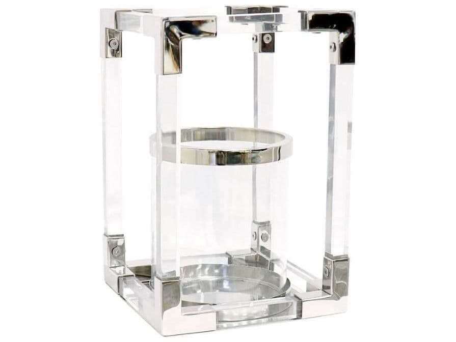 Pasargad Home Beacon Soren Silver Clear Candle Holder