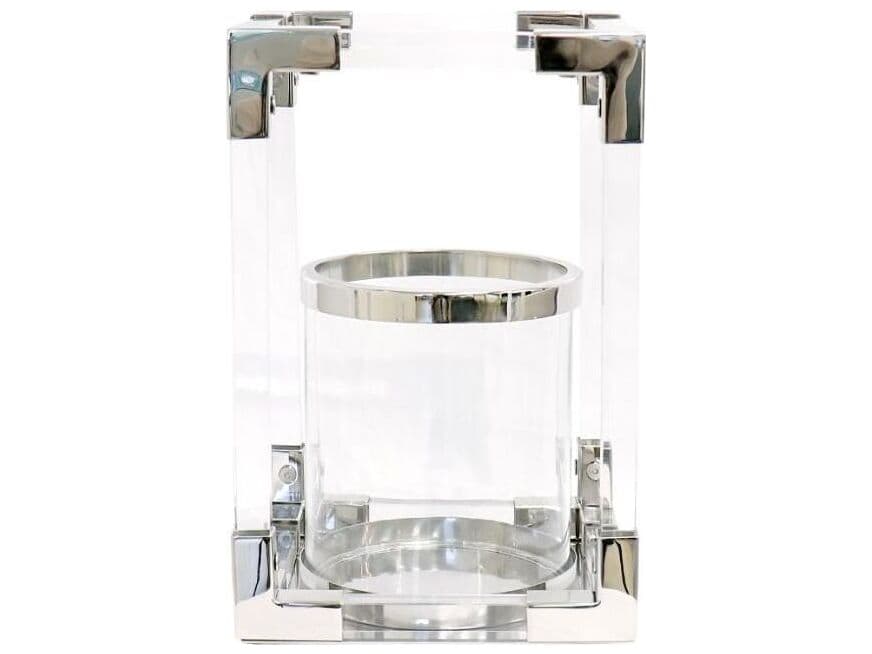 Pasargad Home Beacon Soren Silver Clear Candle Holder
